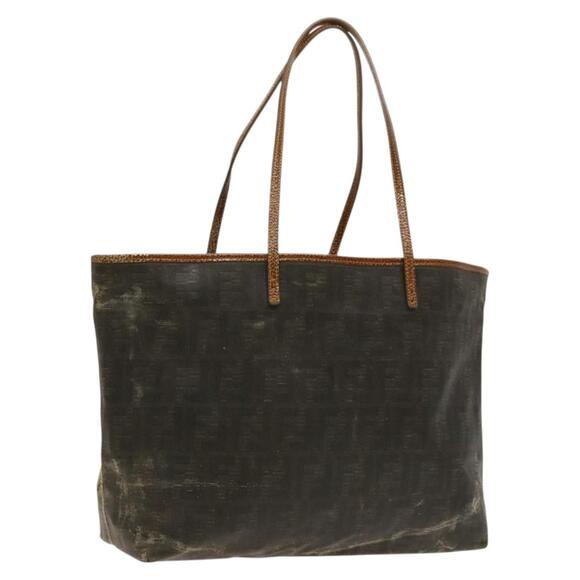 FENDI Zucca Canvas Tote Bag Coated Canvas Brown Khaki - Picture 1 of 12